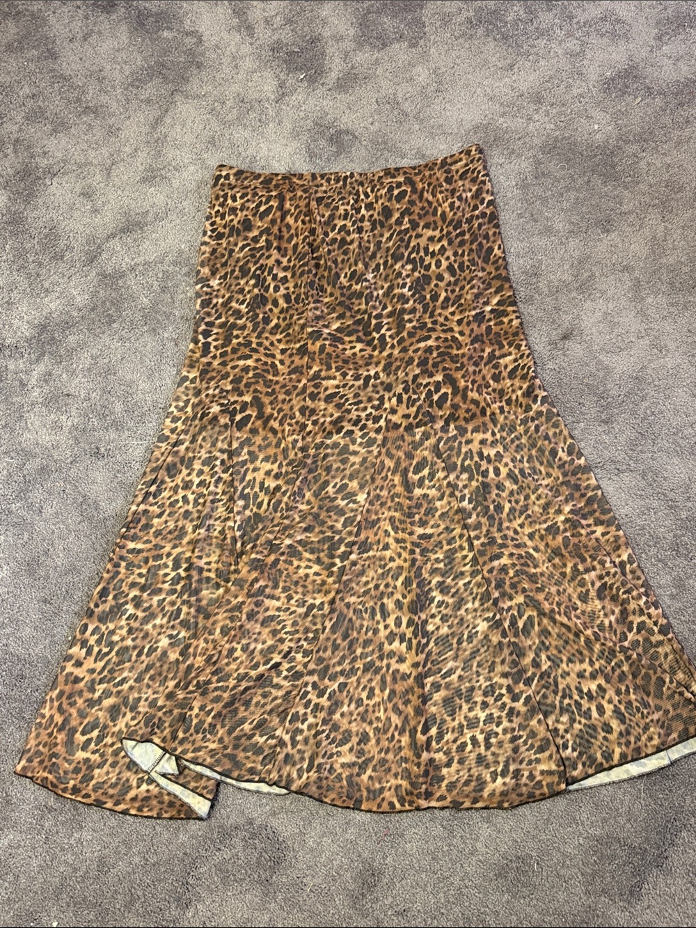 Leopard Print A-Line Maxi Skirt - Brown
